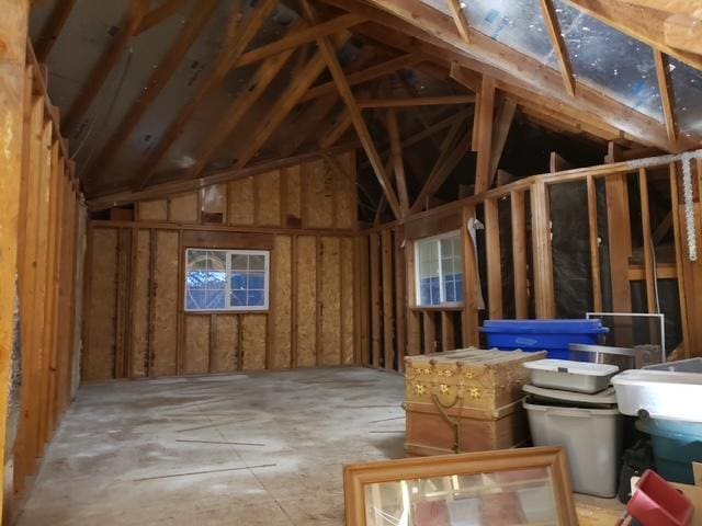 view of unfinished attic