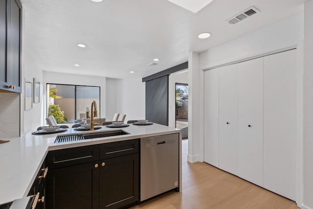 kitchen with a sink, plenty of natural light, visible vents, and dishwasher