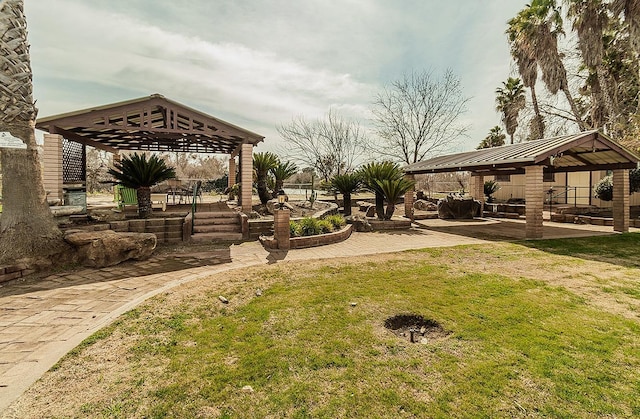 view of yard with a gazebo