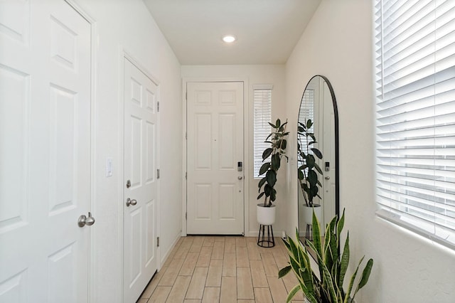 entrance foyer with light wood-type flooring