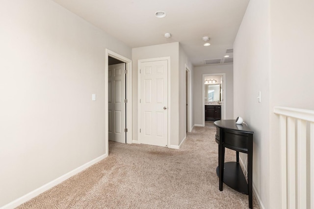 3384 Amanecer Ave, Clovis, CA 93619 - hall with baseboards, carpet floors, and recessed lighting