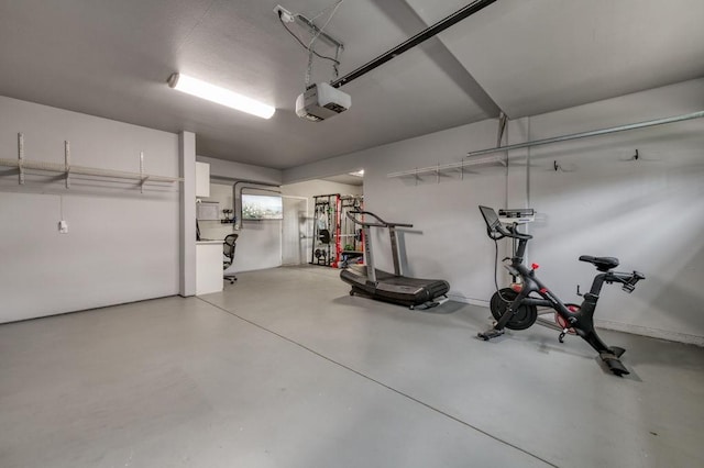 exercise area featuring a garage