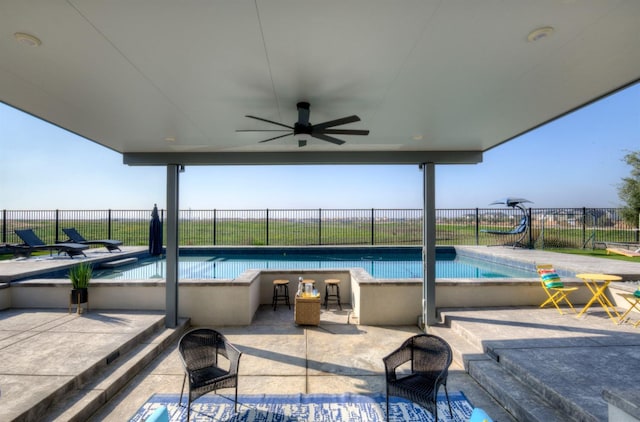 1048 Sawtooth Way S, Madera, CA 93636 - view of pool featuring a patio, fence, and ceiling fan