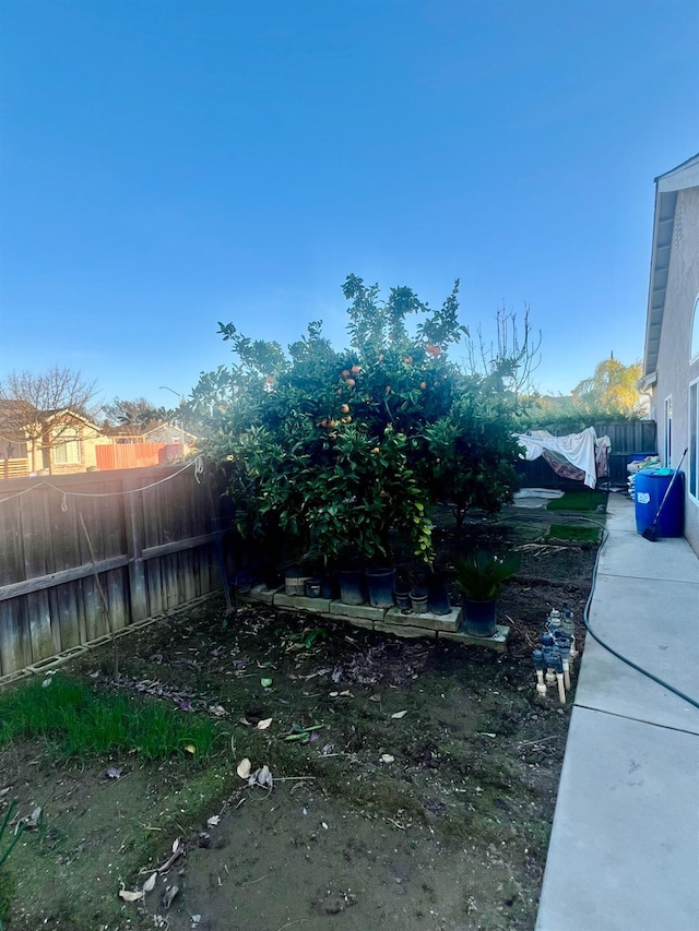 view of yard with a fenced backyard