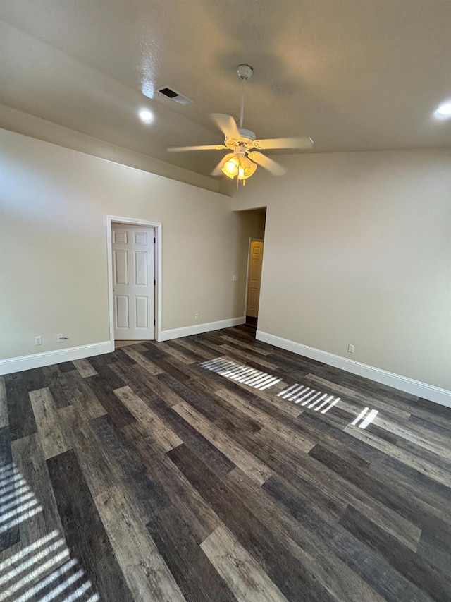 2136 Florence Ave, Sanger, CA 93657 - unfurnished room with recessed lighting, dark wood-style floors, baseboards, and a ceiling fan