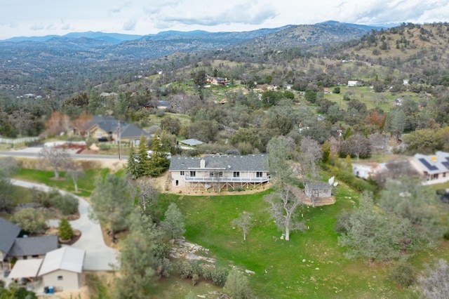 birds eye view of property with a mountain view