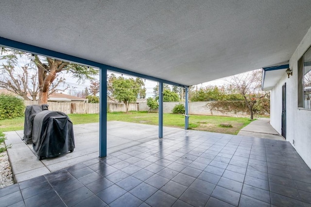 view of patio / terrace with grilling area and a fenced backyard