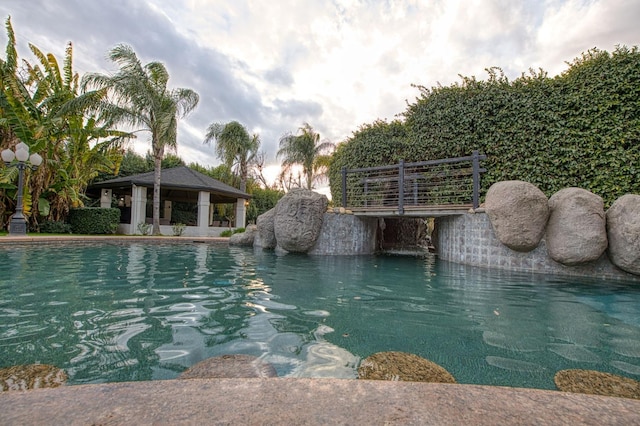 view of pool with a gazebo