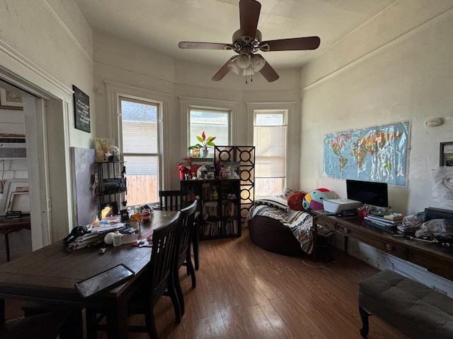 385 N San Pablo Ave, Fresno, CA 93701 - dining area with ceiling fan and wood finished floors