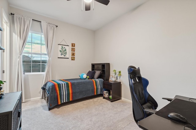 570 Laurel Crest Ave, Madera, CA 93636 - carpeted bedroom with baseboards, an office area, and a ceiling fan