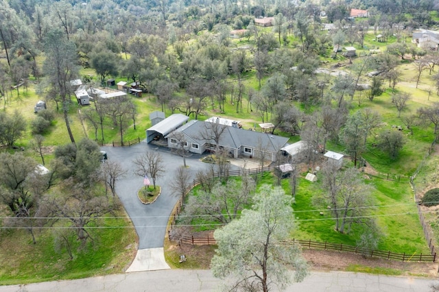 aerial view with a rural view