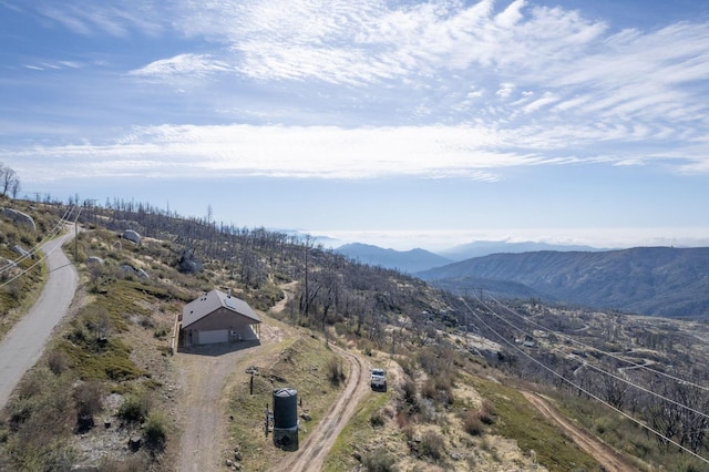 birds eye view of property with a mountain view