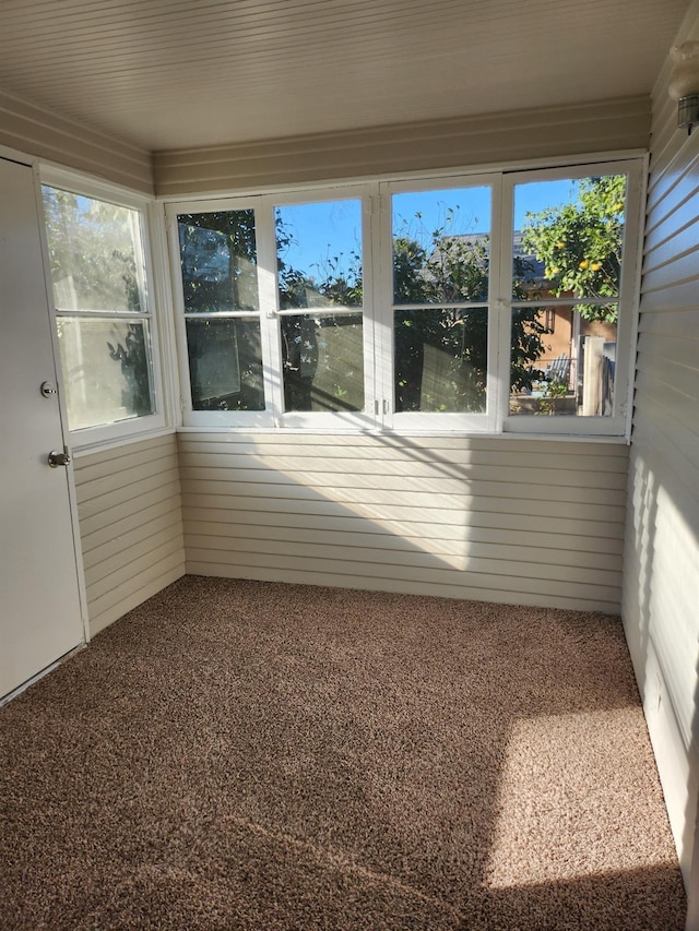 view of unfurnished sunroom