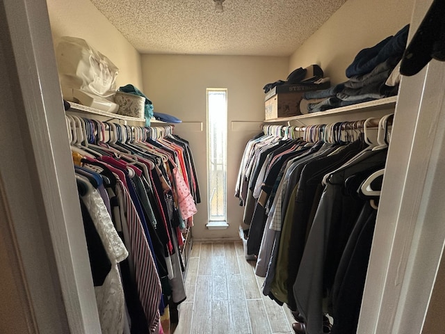 spacious closet featuring light wood-style floors