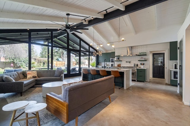 2460 W Browning Ave, Fresno, CA 93711 - living room featuring concrete floors and ceiling fan