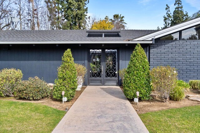 2460 W Browning Ave, Fresno, CA 93711 - entrance to property with french doors and roof with shingles