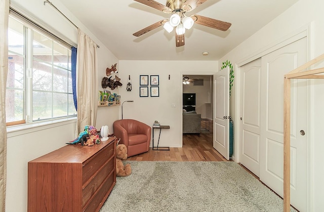 29039 Auberry Rd, Prather, CA 93651 - sitting room with ceiling fan and wood finished floors