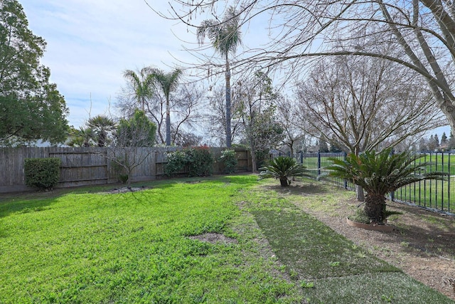 view of yard featuring a fenced backyard