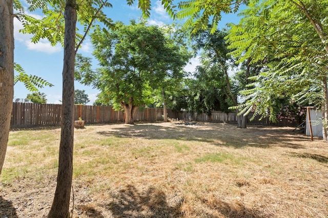 view of yard featuring a fenced backyard