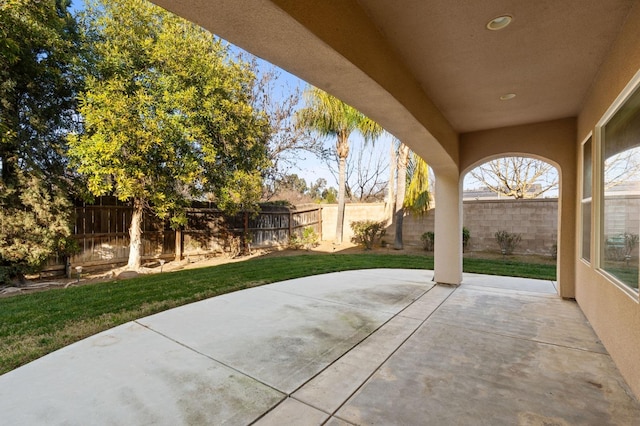 view of patio featuring a fenced backyard