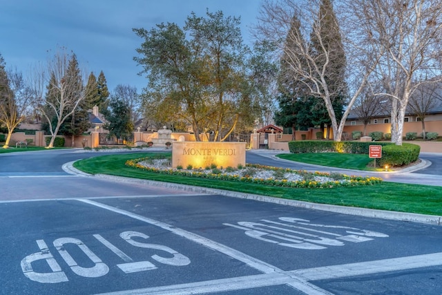 view of street featuring curbs