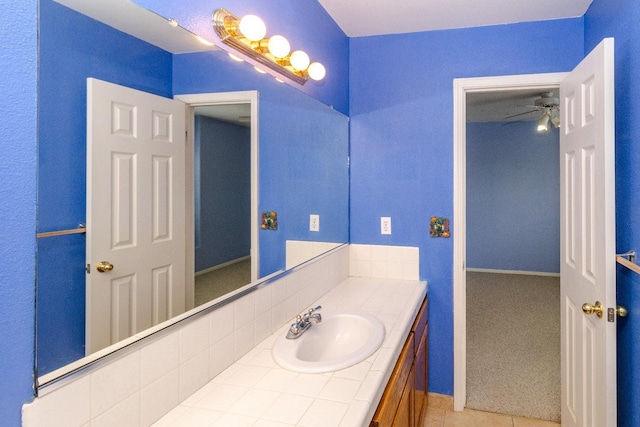 bathroom with vanity and tile patterned floors