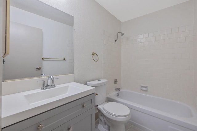 full bathroom with vanity, toilet, and bathing tub / shower combination