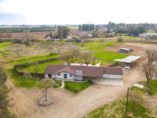 aerial view featuring a rural view