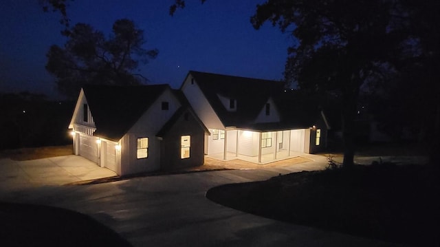 view of front of property with a garage