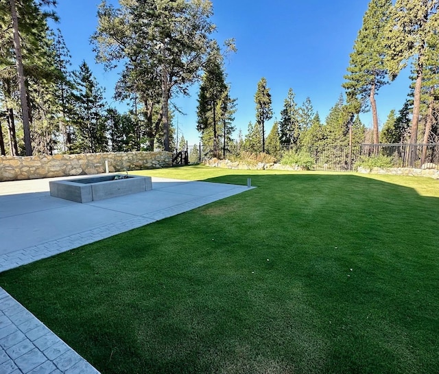 view of yard with a patio area and fence