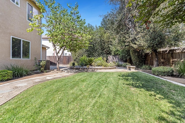 view of yard featuring a fenced backyard