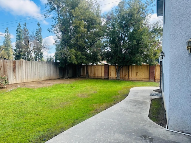 view of yard featuring a fenced backyard