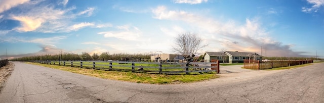 view of road with a rural view