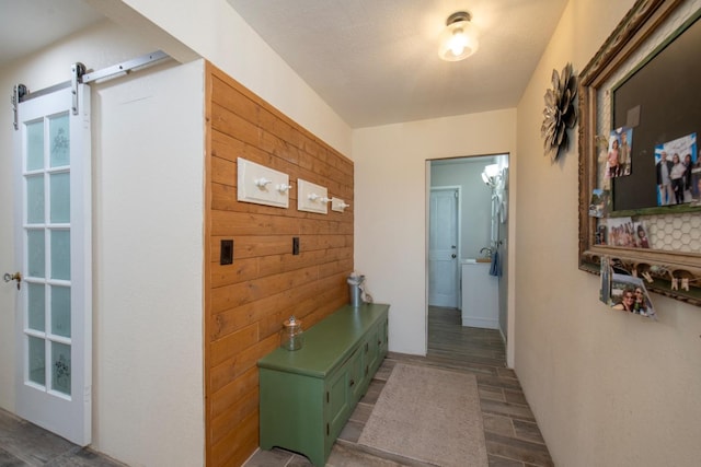 hallway with dark wood-type flooring