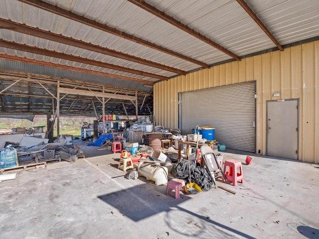 garage featuring metal wall