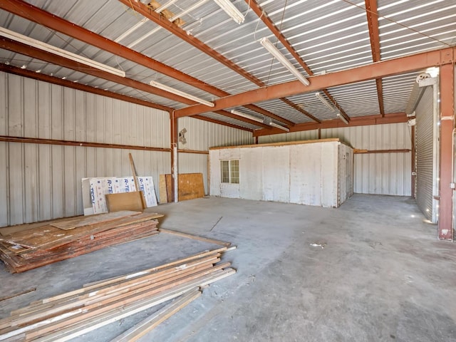 garage featuring metal wall