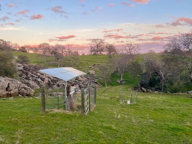 view of yard at dusk