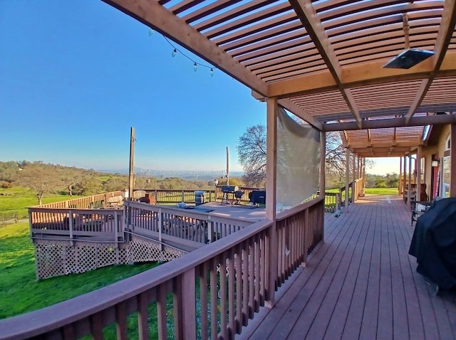 wooden terrace with a pergola