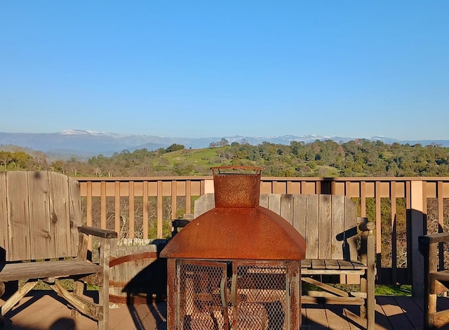 exterior space featuring a mountain view