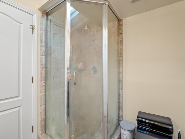 bathroom with a shower stall