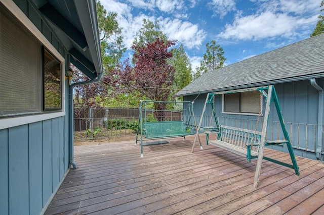 deck featuring fence