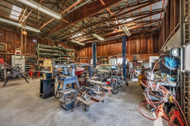 garage featuring metal wall