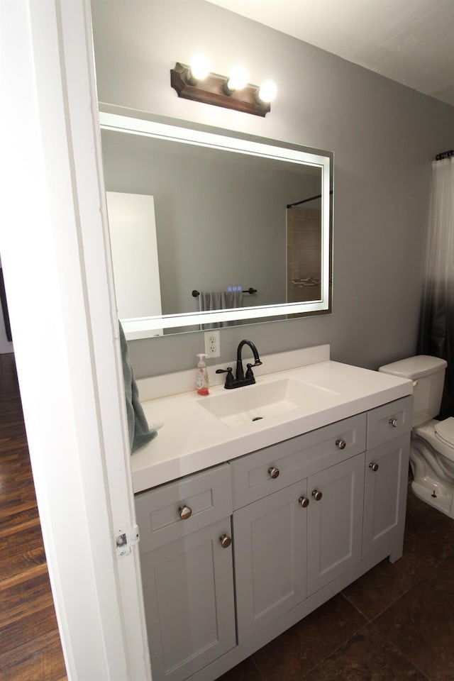 bathroom with toilet and vanity