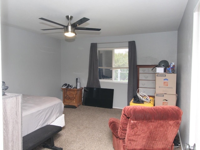 bedroom with carpet flooring and ceiling fan