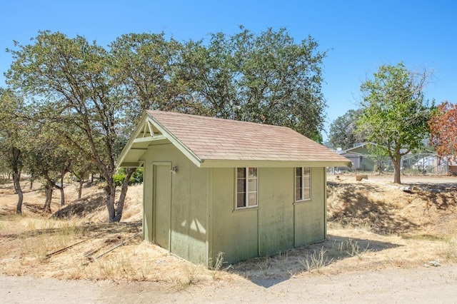 view of shed