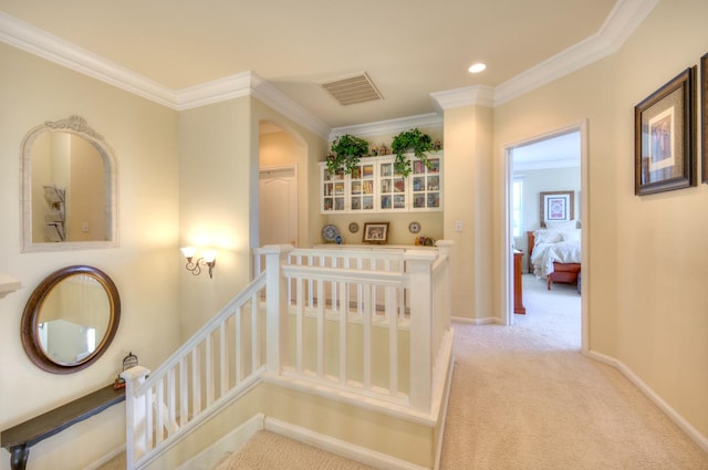 3033 Hanson Ave, Clovis, CA 93611 - corridor featuring crown molding, carpet flooring, recessed lighting, and baseboards