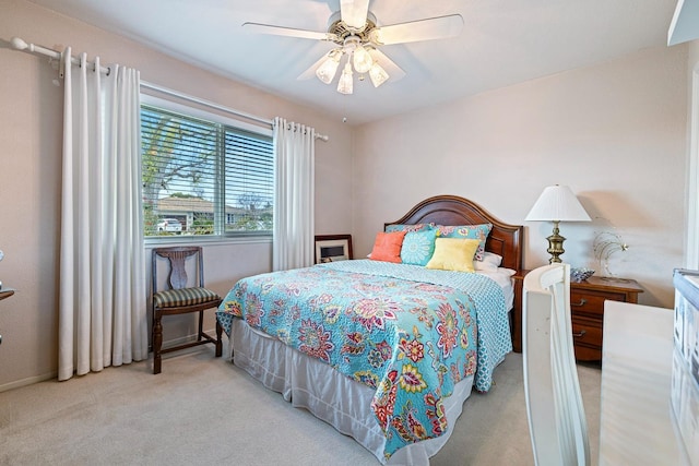 bedroom featuring carpet and ceiling fan