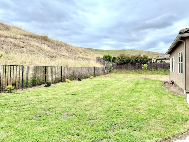 view of yard featuring a fenced backyard