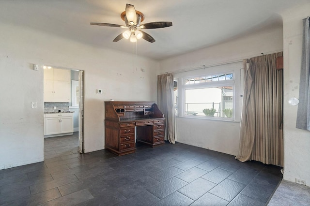 home office with a ceiling fan