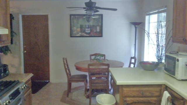 dining area with a ceiling fan